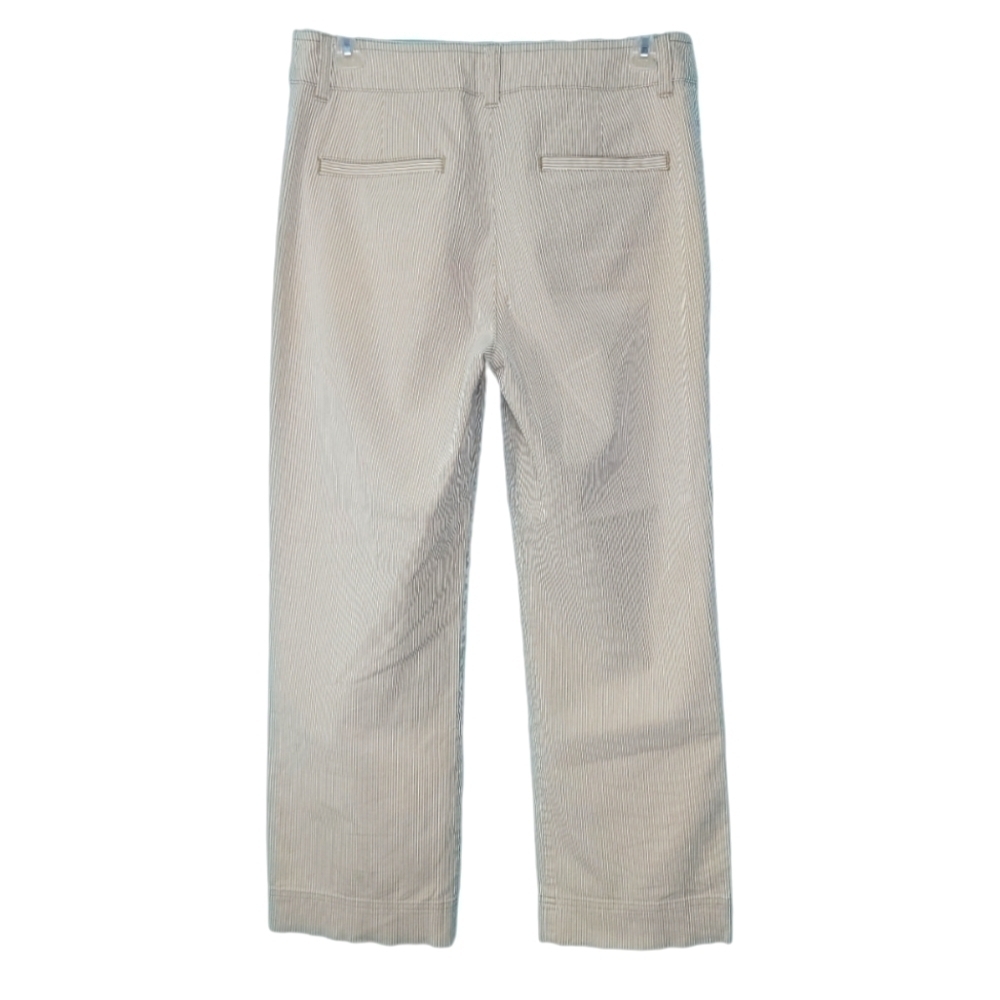 Jones New York Stretch Tan & White Seersucker Cropped Women's Pants Size 4 - Picture 2 of 10